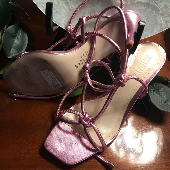 Schutz Belize Ankle tie heels. Leather. Size 6.5 Metallic Pink - Picture 8 of 8